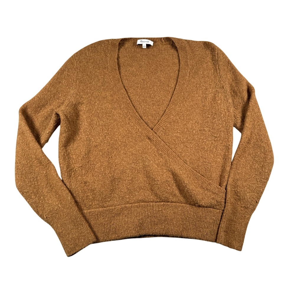 Madewell Sweater Womens SMALL Crossover Brown Alpaca Blend‎ Minimalist Neutral